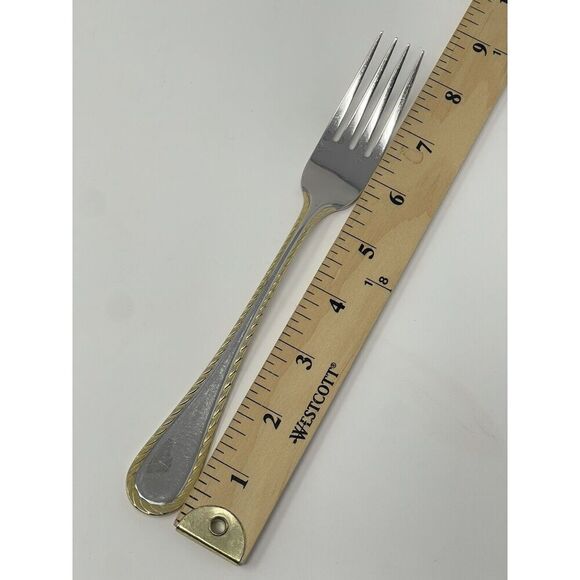 Oneida GOLDEN BELMONT Stainless Rope Edge Gold Dinner Forks 8 1/8” Set Of 3 - Picture 2 of 7